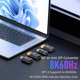 DP1.4-Male-to-Mini-DP-Female-Adapter-8K-60Hz-HD-Video-Transmission-Expanding