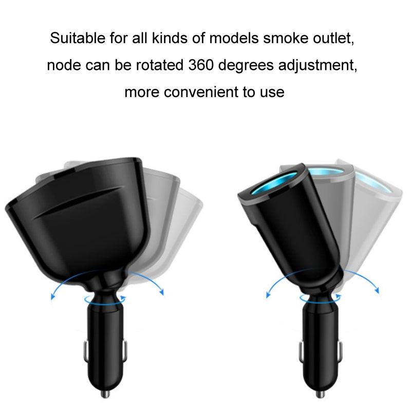 Dual-USB-Type-C-Real-time-Digital-Display-Cigarette-Lighter-Expansion-Car-Charger,-Model:-QC3.0+2.4A-Dual-A+C