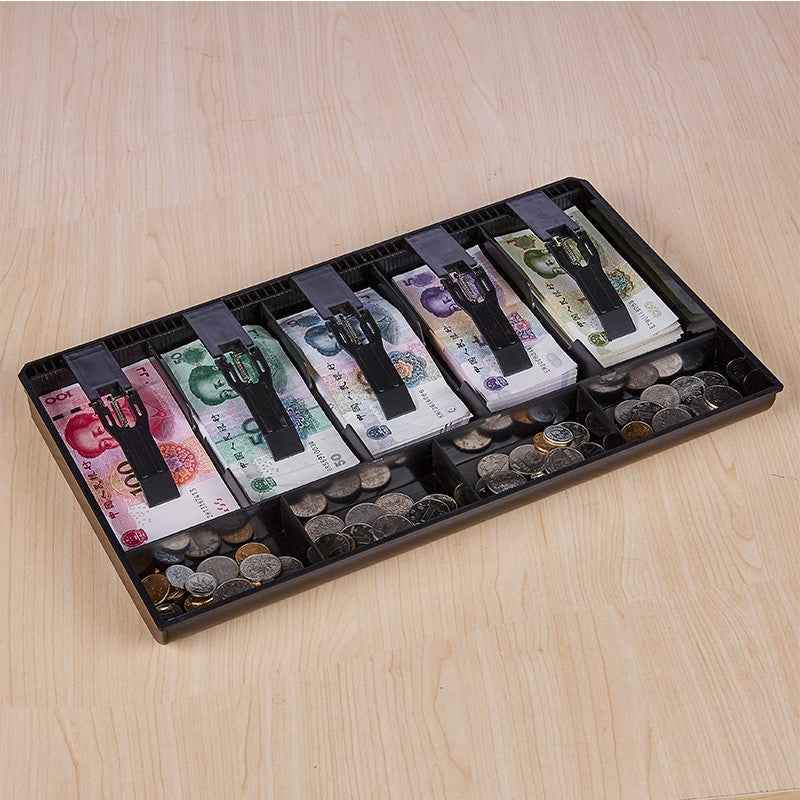 Cash-Register-Till-Insert-Tray,-5-Compartments,-Black-ABS-Plastic