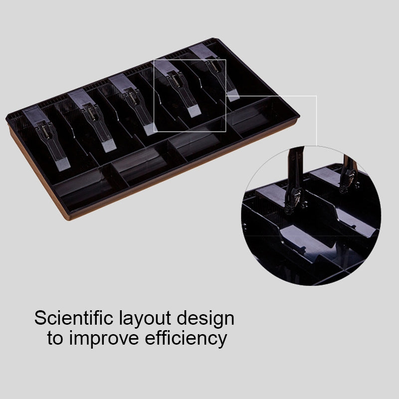 Cash-Register-Till-Insert-Tray,-5-Compartments,-Black-ABS-Plastic