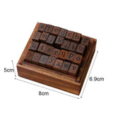 E13-28PCS/Set-Vintage-Wooden-Alphabet-and-Number-Diary-Handbook-DIY-Stamps(Regular-Capital)