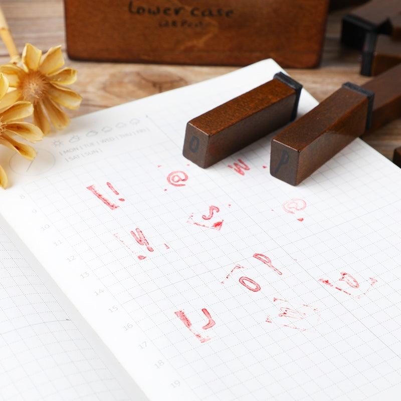 E13-28PCS/Set-Vintage-Wooden-Alphabet-and-Number-Diary-Handbook-DIY-Stamps(Regular-Capital)