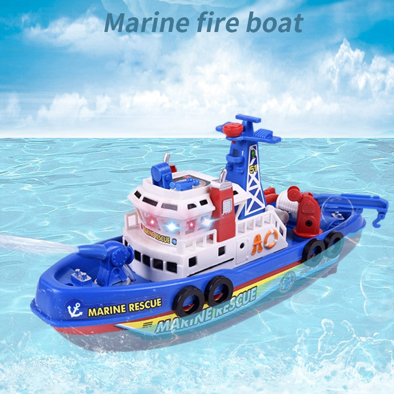 Electric-Fishing-Fire-Boat-Baby-Shower-Toy-with-Water-Spray-&-Light-&-Sound-Function
