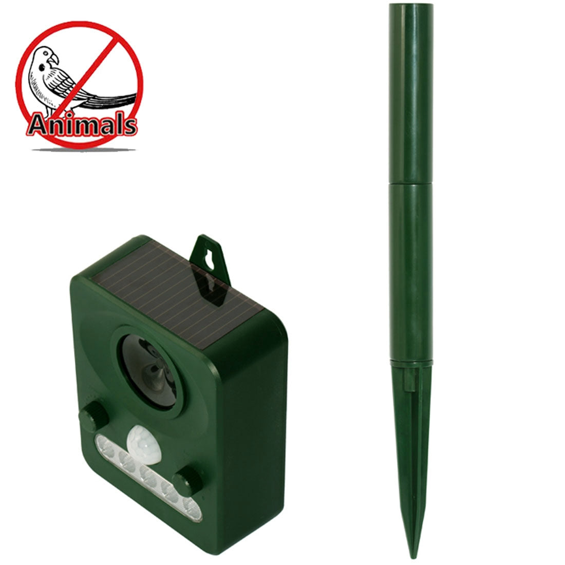 Environmental-Friendly-White-+-Red-Light-Solar-powered-LED-Ultrasonic-Animal-Repeller-Bird-Cat-Dog-Control-Device-With-6.5V-/-0.1W-Solar-Panel-&-PIR-Sensor-&-Light-Sensor,-Got-the-CE-/-ROHS-Certification