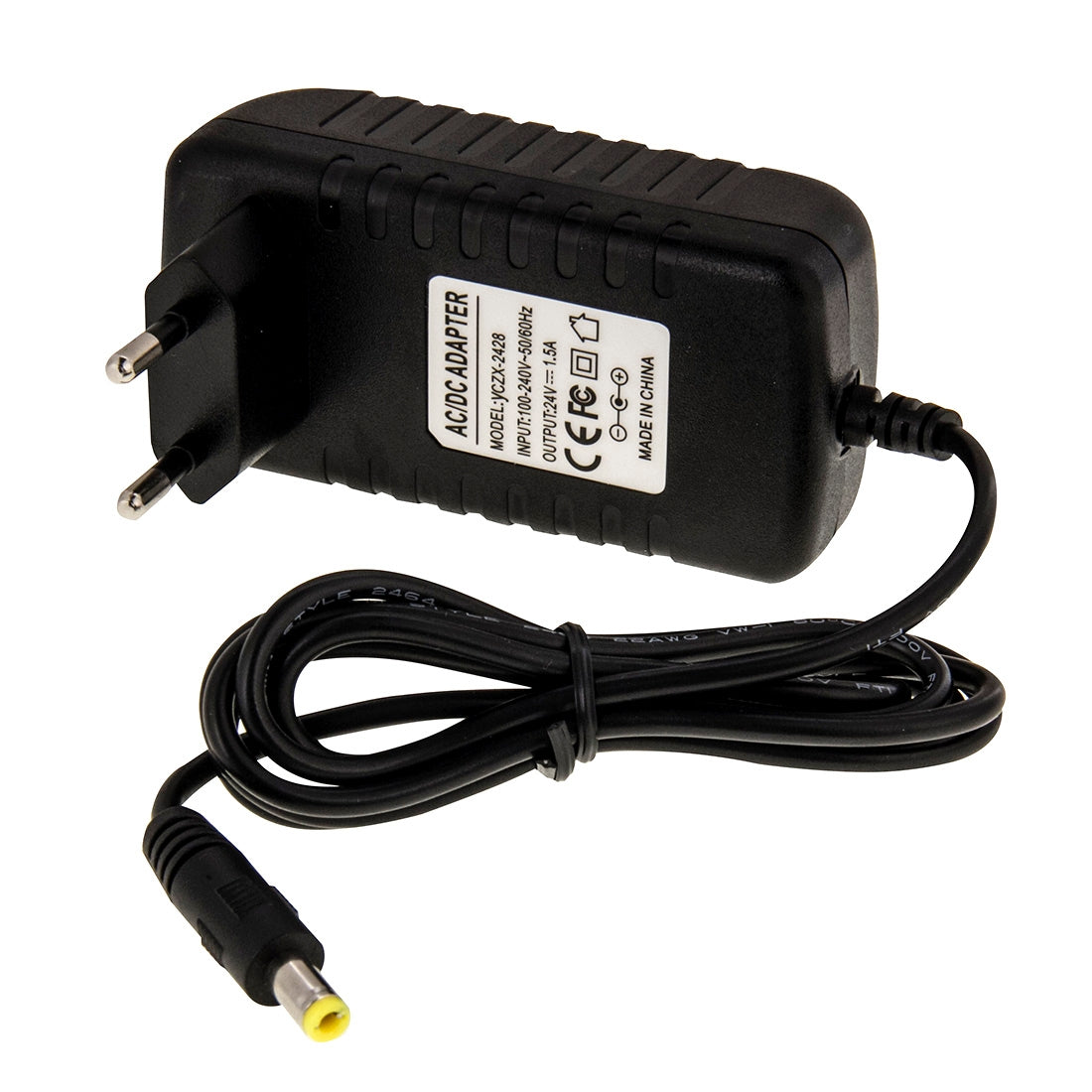 EU-Plug-AC-100-240V-to-DC-24V-1.5A-Power-Adapter,-Tips:-5.5-x-2.1mm,-Cable-Length:-about-1.2m(Black)