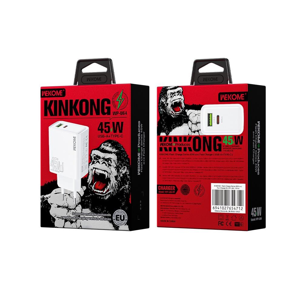 EU-Plug-WK-WP-U64-45W-Kinkong-Flash-Charge-USB+Type-C-Port-Fast-Charger