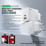 EU-Plug-WK-WP-U64-45W-Kinkong-Flash-Charge-USB+Type-C-Port-Fast-Charger