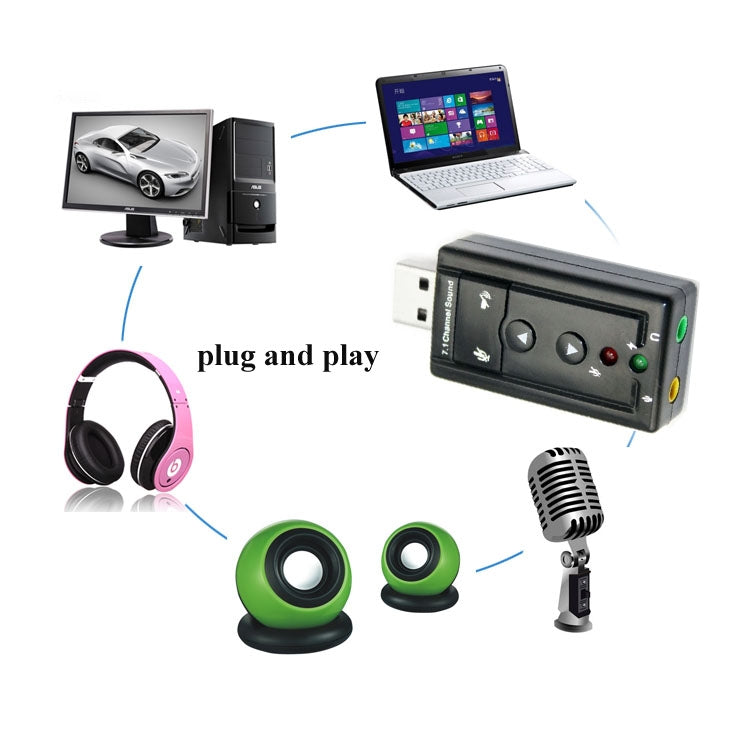 External-USB-2.0-7.1-Channel-3D-Virtual-Audio-Sound-Card-Adapter(Black)