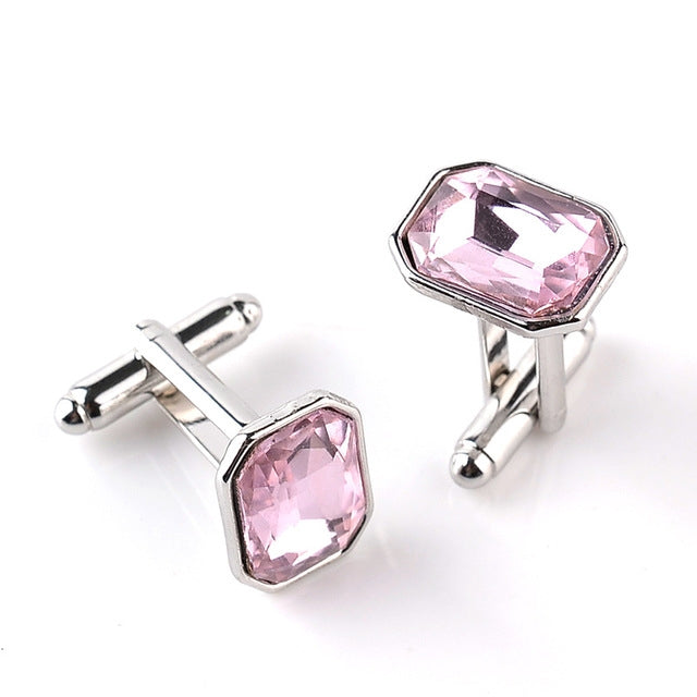 Fashion-diamond-encrusted-Cufflinks(Pink)