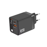 FC1-3-in-1-70cm-Retractable-Type-C-Cable,-PD3.0,-QC3.0-USB-Phone-Charger,-EU-Plug(Black)