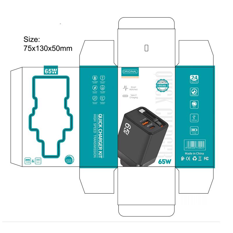 FC1-3-in-1-70cm-Retractable-Type-C-Cable,-PD3.0,-QC3.0-USB-Phone-Charger,-EU-Plug(Black)