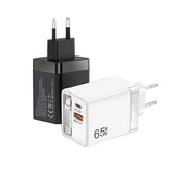 FC1-3-in-1-70cm-Retractable-Type-C-Cable,-PD3.0,-QC3.0-USB-Phone-Charger,-EU-Plug(White)