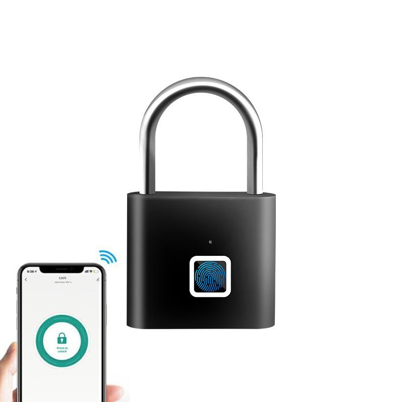 Fingerprint-Padlock-Compatible-Tuya-Smart-App,-30-Fingerprint-Capacity,-USB-C-Rechargeable,-Zinc-Alloy-Body(Square-Black)