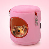 Flannel-Cylinder-Pet-House-Warm-Hamster-Hammock-Hanging-Bed-Small-Pets-Nest,-M,-Size:10*12*12cm(Pink)