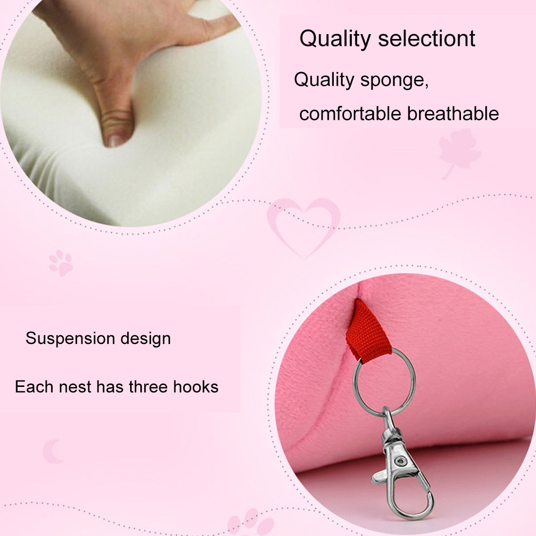 Flannel-Cylinder-Pet-House-Warm-Hamster-Hammock-Hanging-Bed-Small-Pets-Nest,-M,-Size:10*12*12cm(Pink)