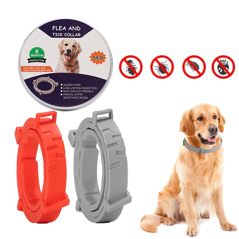 Flea-and-Tick-Collar-for-Dogs-Cats-With-Aluminum-Case,-Size:-72cm-Gray