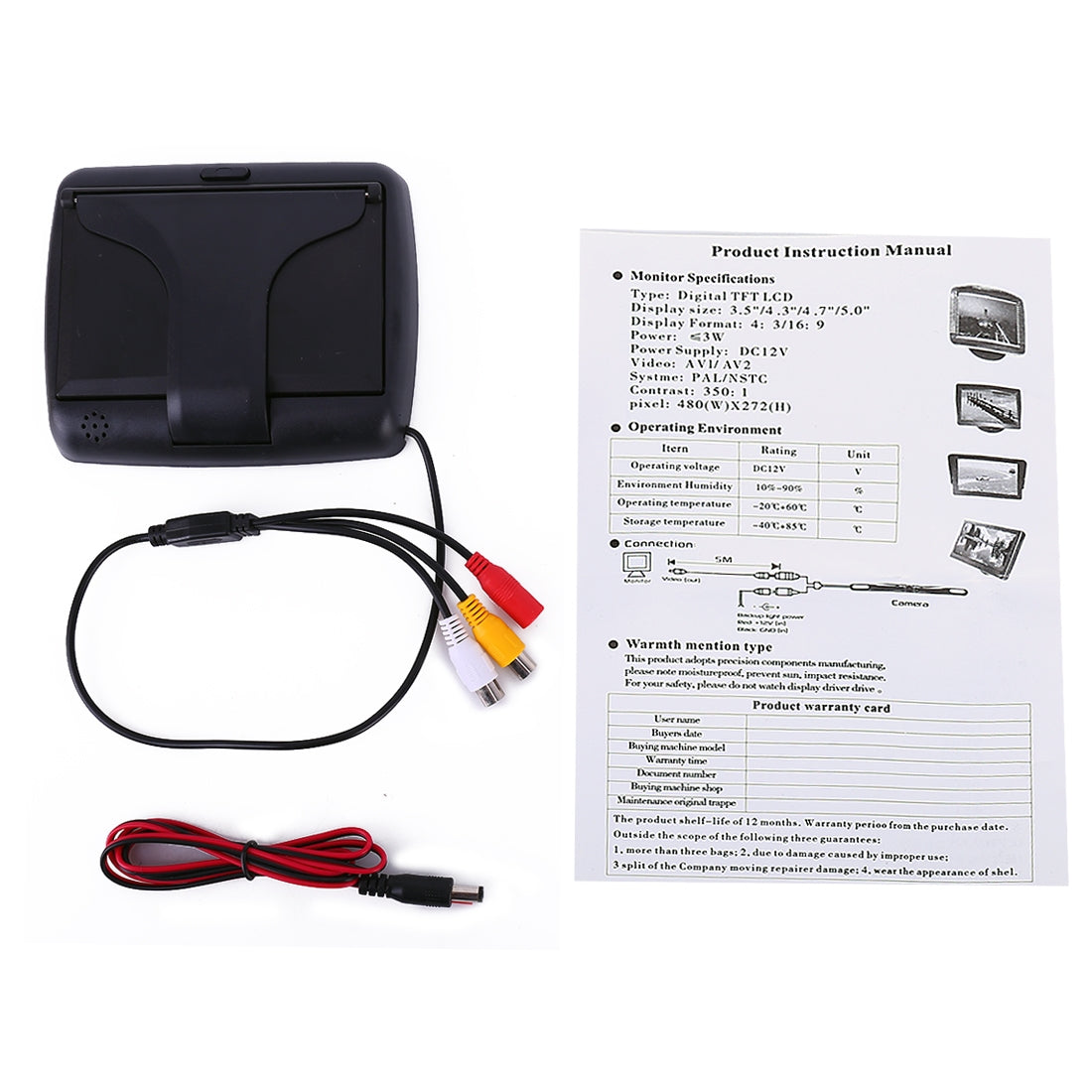 Foldable-4.3-inch-Digital-TFT-LCD-Car-High-Definition-Monitor,-Support-Reverse-Automatic-Screen-Function