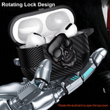 For-AirPods-4-Carbon-Fiber-Pattern-Skull-Lock-Bluetooth-Earphone-Protective-Case(Gold)