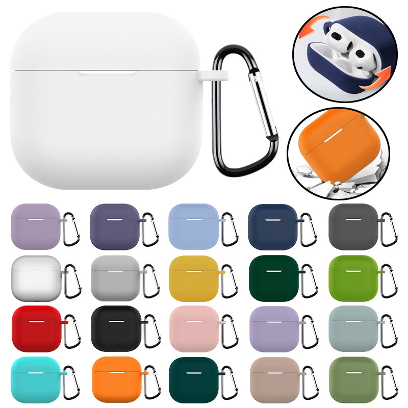 For-AirPods-4-Silicone-Earphone-Protective-Case-with-Hook(White)