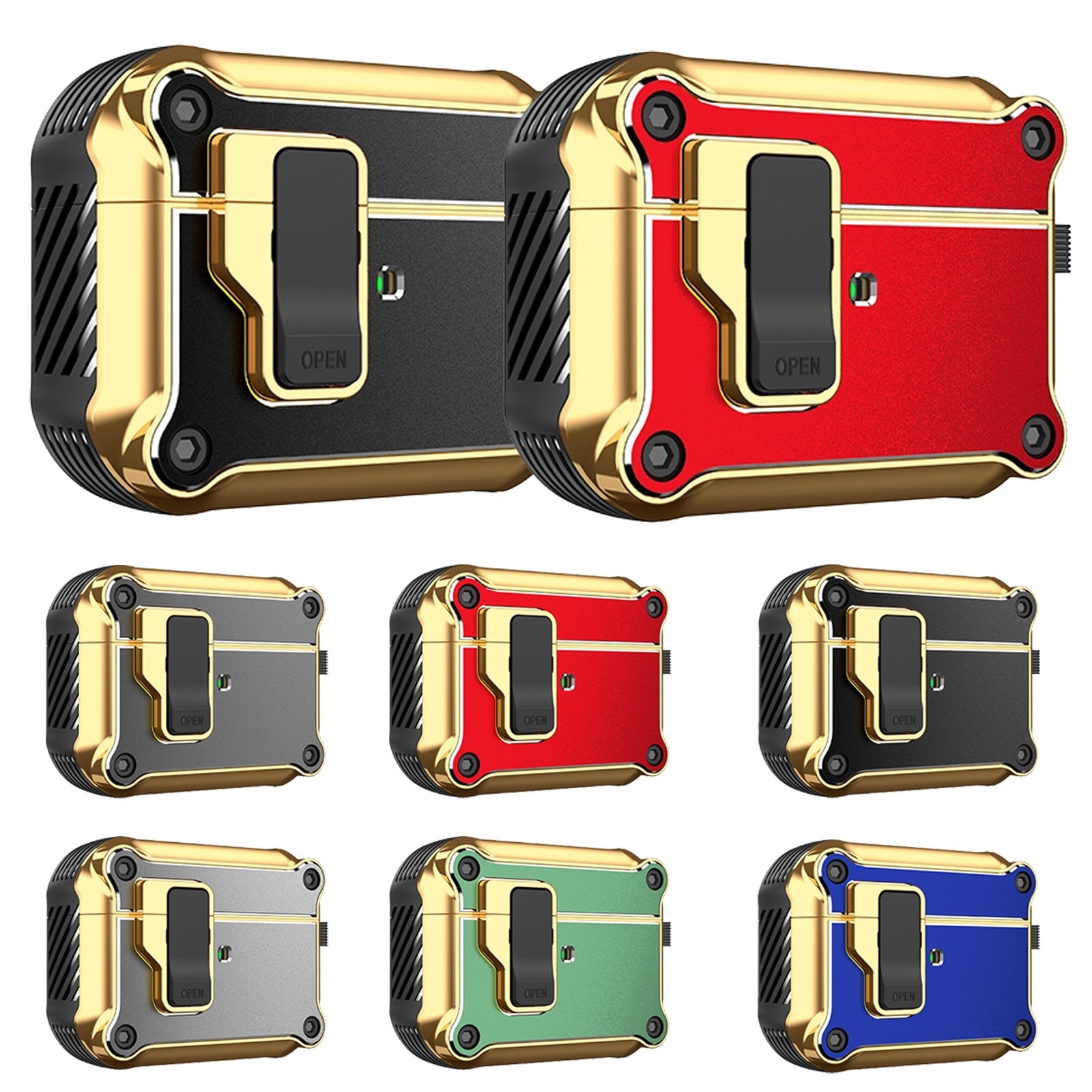 For-AirPods-Pro-Wireless-Earphone-Eagle-Electroplating-Protective-Case-with-Hook(Black)