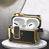 For-AirPods-Pro-Wireless-Earphone-Eagle-Electroplating-Protective-Case-with-Hook(Black)