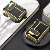 For-AirPods-Pro-Wireless-Earphone-Eagle-Electroplating-Protective-Case-with-Hook(Black)