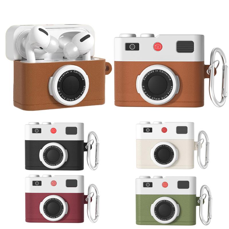 For-AirPods-Pro-/-Pro-2-Earphone-Silicone-Retro-Camera-Design-Cover-Protective-Case(Brown)
