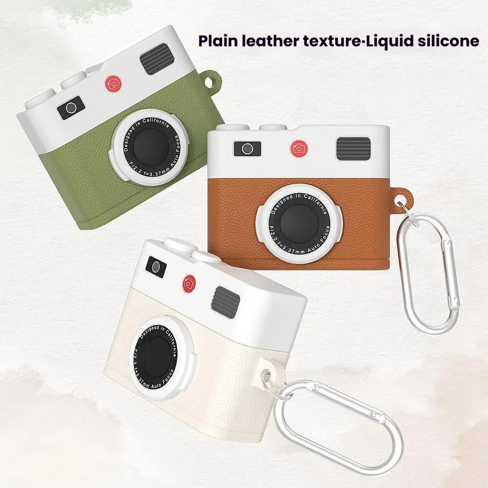 For-AirPods-Pro-/-Pro-2-Earphone-Silicone-Retro-Camera-Design-Cover-Protective-Case(Brown)