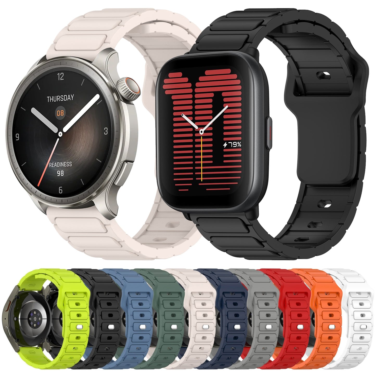For-Amazfit-20mm-I-Shaped-Silicone-Watch-Band(Orange)