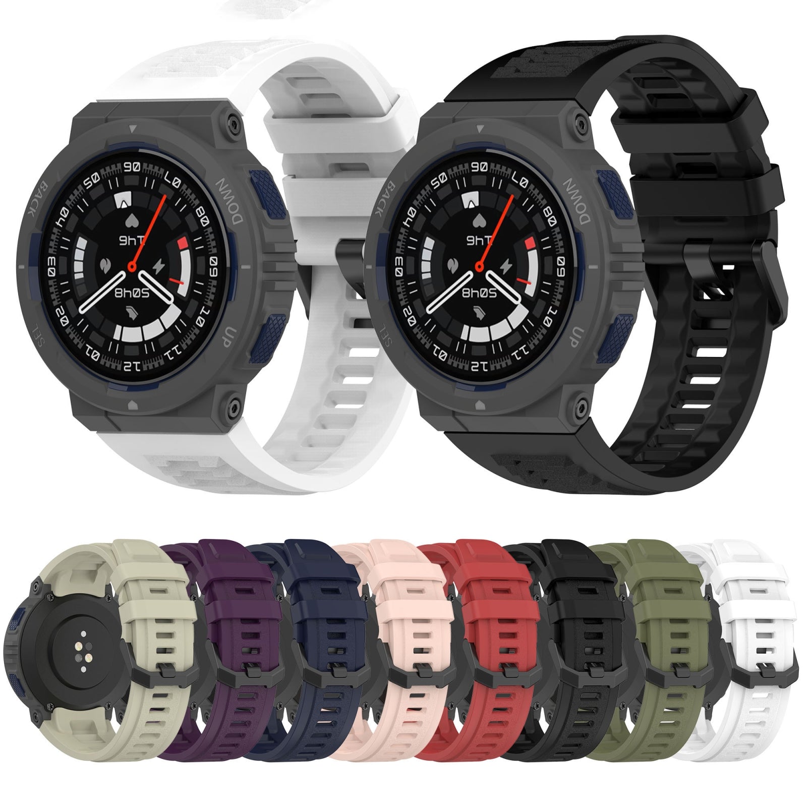 For-Amazfit-Active-Edge-A2212-Solid-Color-Silicone-Watch-Band(Black)