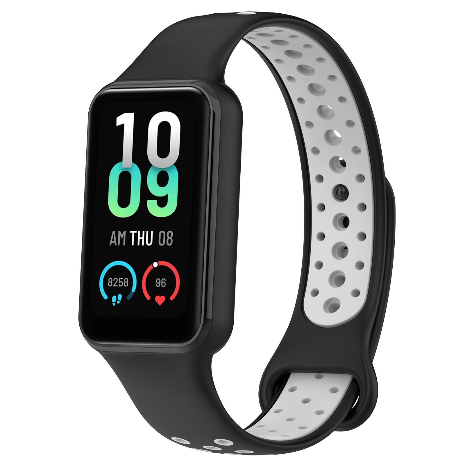 For-Amazfit-Band-7-Loop-Two-Color-Breathable-Silicone-Watch-Band(Black+Grey)