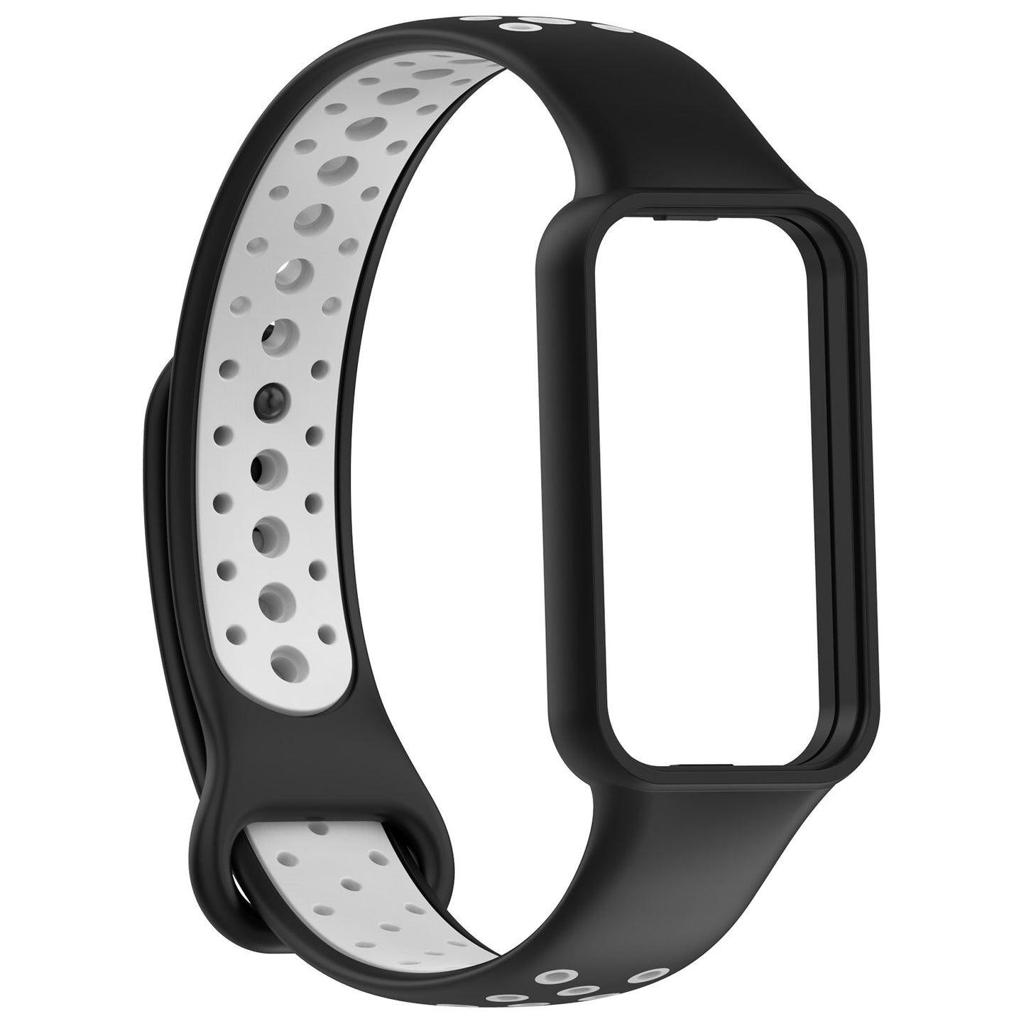 For-Amazfit-Band-7-Loop-Two-Color-Breathable-Silicone-Watch-Band(Black+Grey)