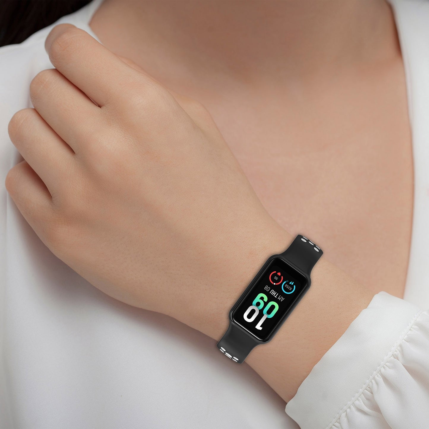 For-Amazfit-Band-7-Loop-Two-Color-Breathable-Silicone-Watch-Band(Black+Grey)