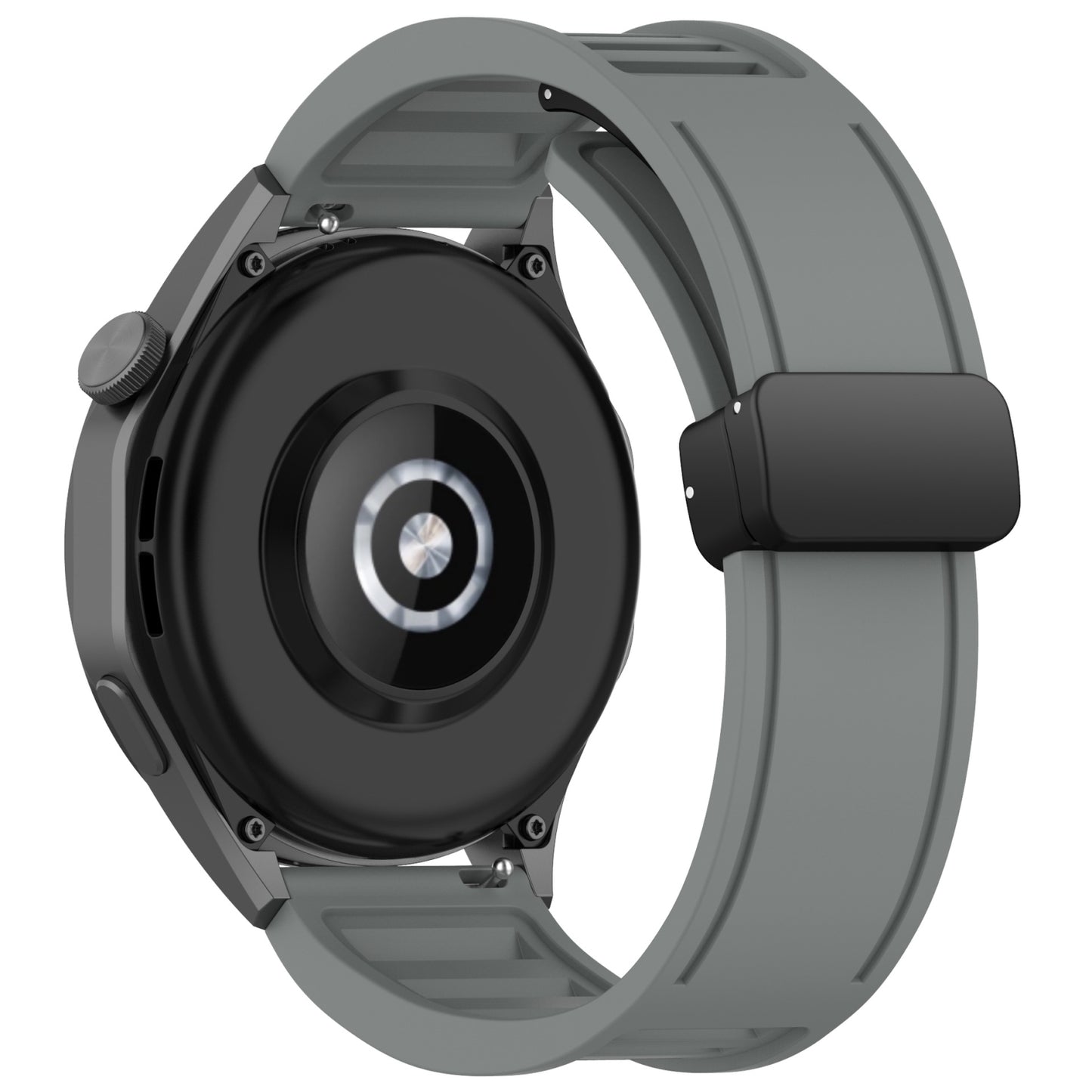 For-Amazfit-Balance-22mm-Fold-Magnetic-Buckle-Silicone-Watch-Band(Black)