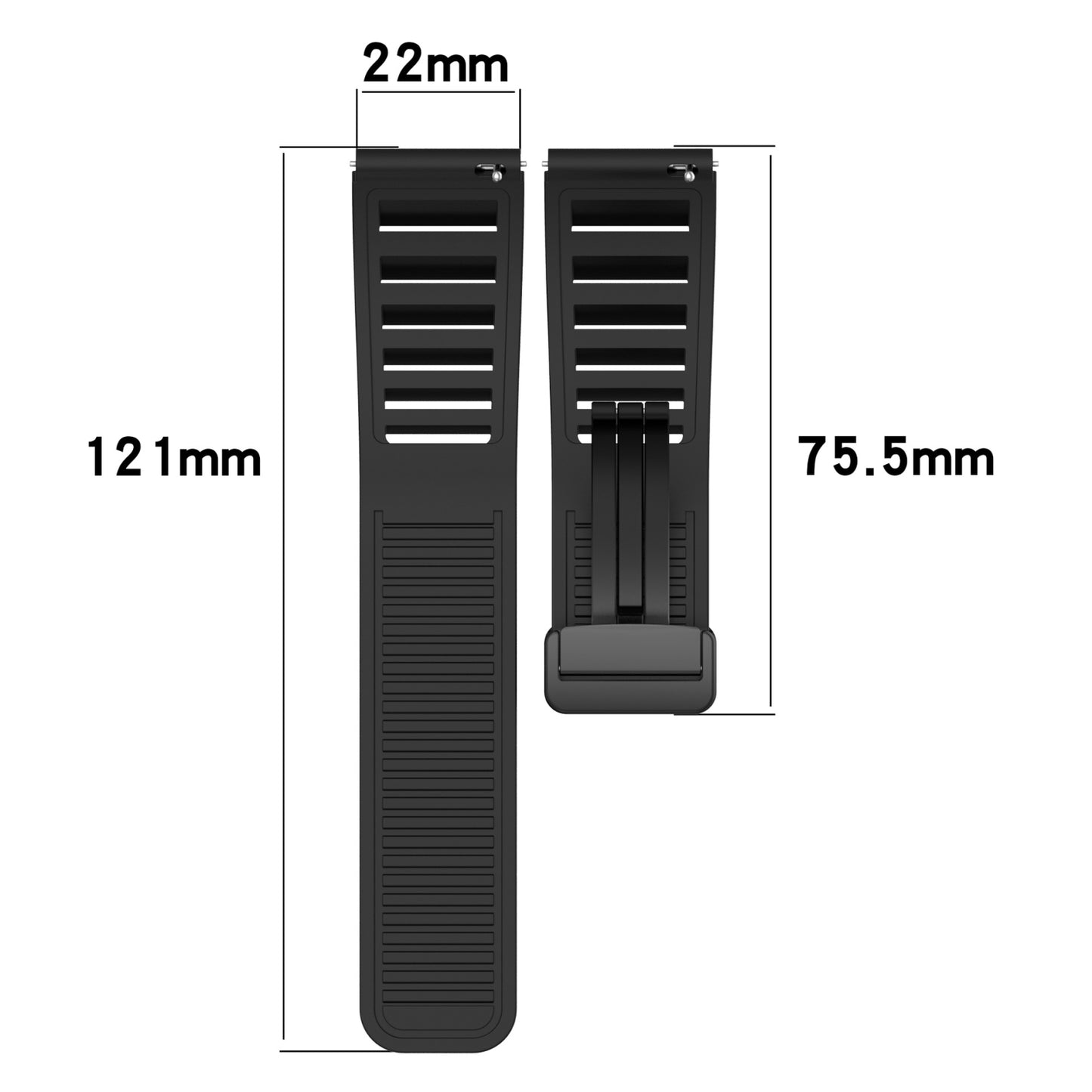 For-Amazfit-Balance-22mm-Fold-Magnetic-Buckle-Silicone-Watch-Band(Black)