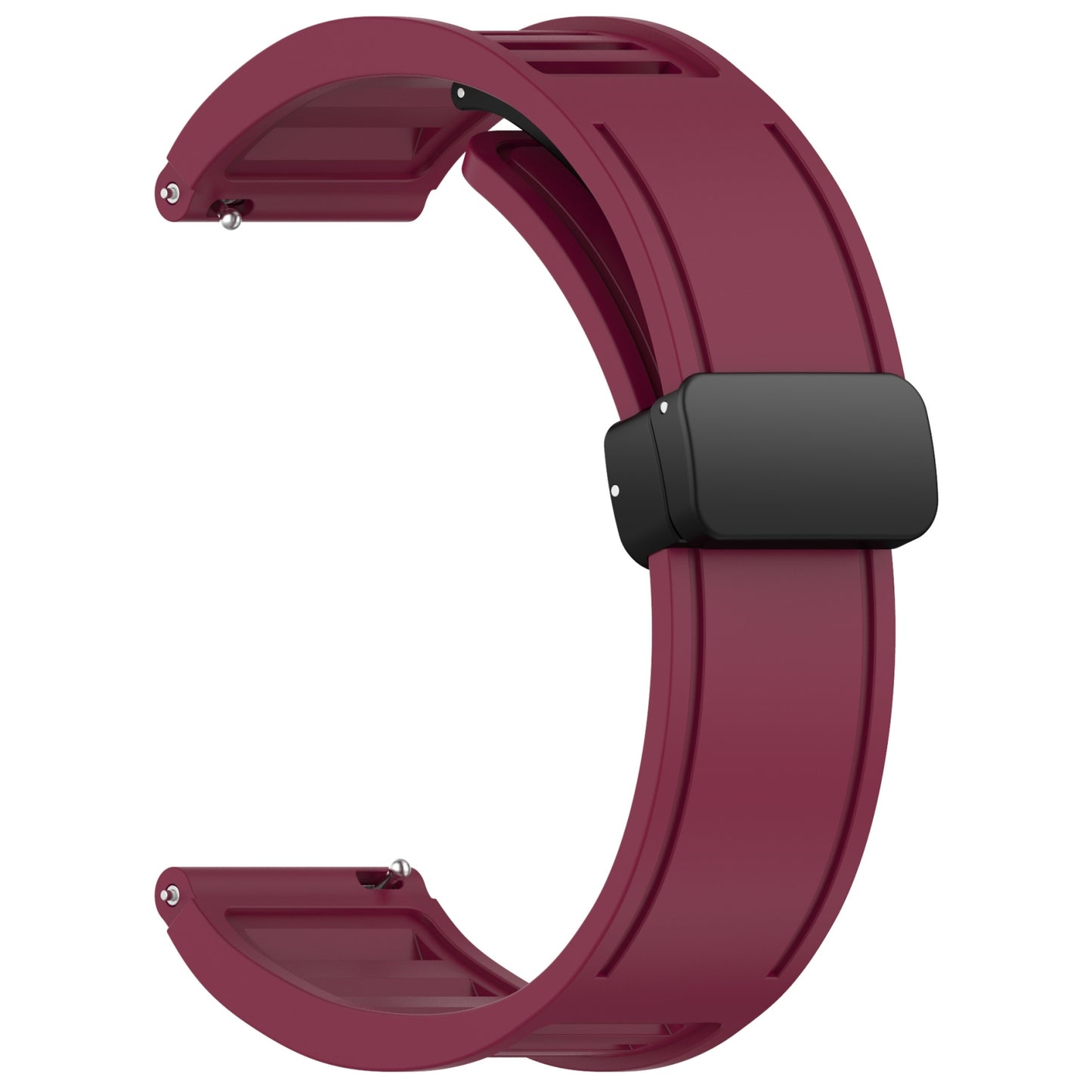 For-Amazfit-Balance-22mm-Fold-Magnetic-Buckle-Silicone-Watch-Band(Wine-Red)