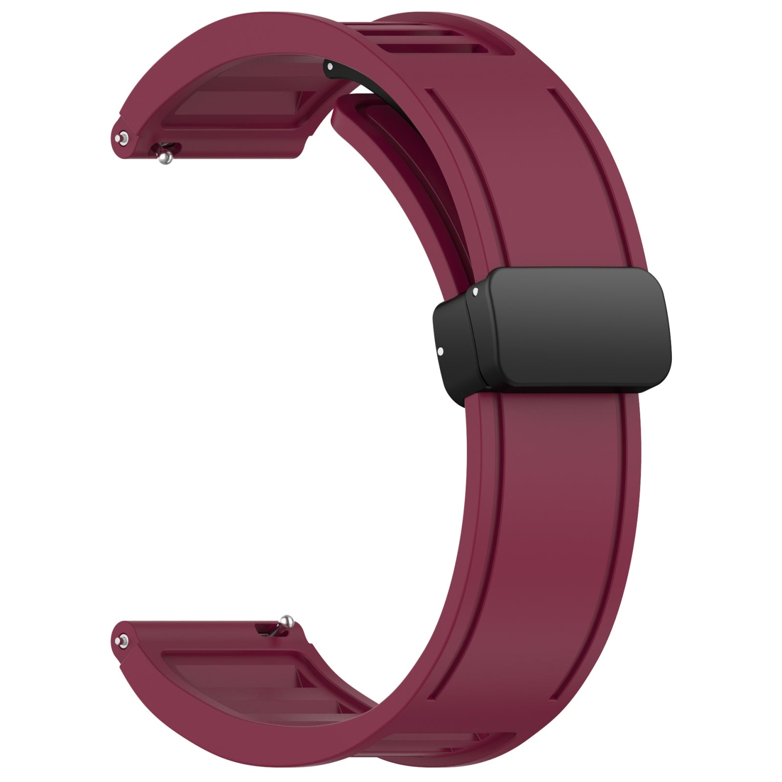 For-Amazfit-Balance-22mm-Fold-Magnetic-Buckle-Silicone-Watch-Band(Wine-Red)