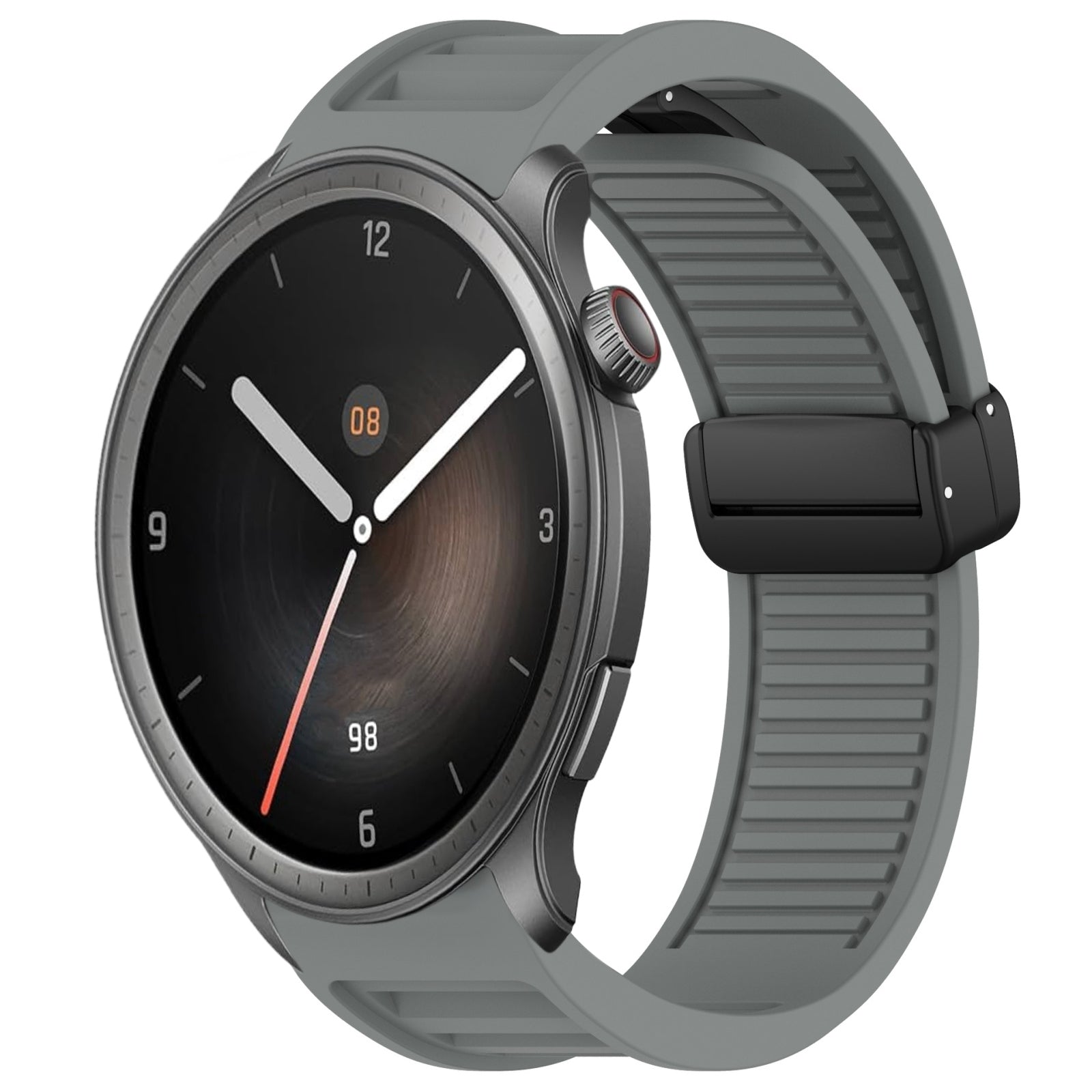 For-Amazfit-Balance-22mm-Fold-Magnetic-Buckle-Silicone-Watch-Band(Grey)