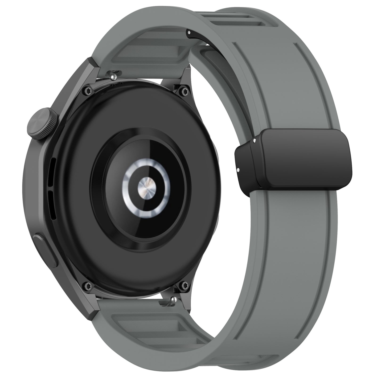 For-Amazfit-Balance-22mm-Fold-Magnetic-Buckle-Silicone-Watch-Band(Grey)