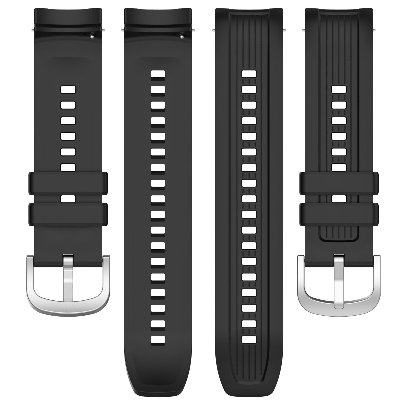 For-Amazfit-Balance-A2286-Vertical-Texture-Silicone-Watch-Band(Black)
