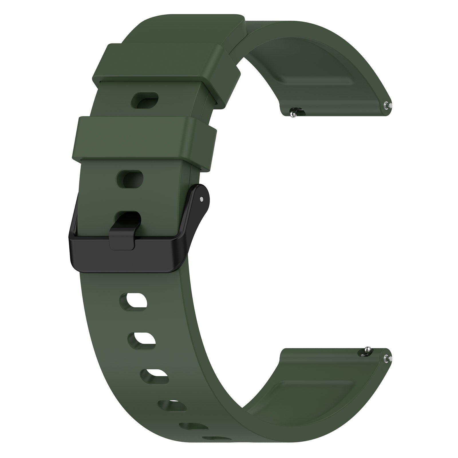 For-Amazfit-Bip-3-20mm-Step-Silicone-Strap-Stainless-Steel-Black-Buckle(Army-Green)
