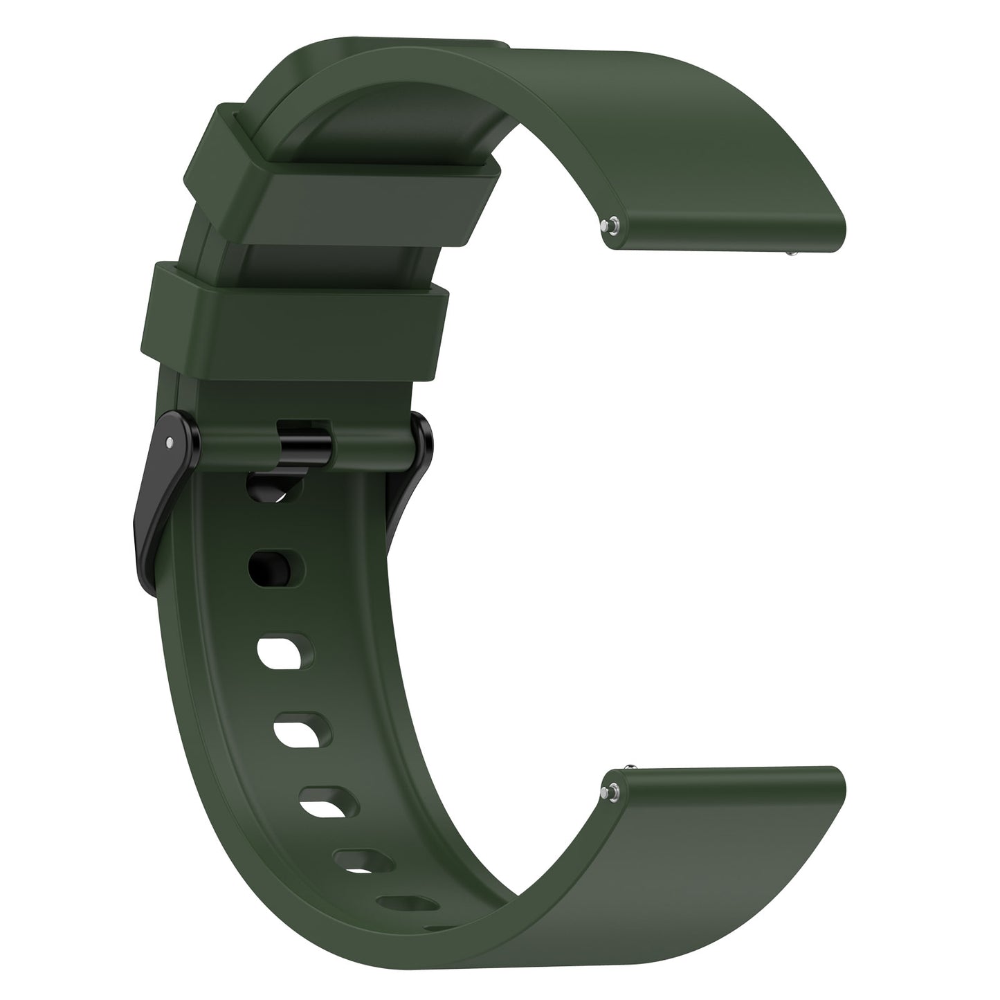For-Amazfit-Bip-3-20mm-Step-Silicone-Strap-Stainless-Steel-Black-Buckle(Army-Green)