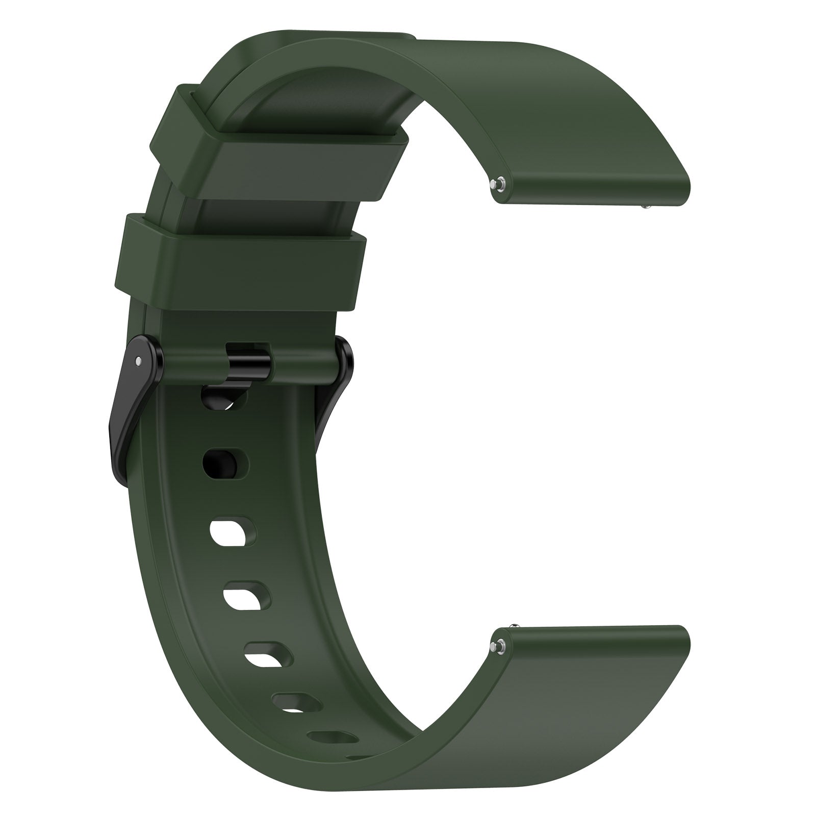 For-Amazfit-Bip-3-20mm-Step-Silicone-Strap-Stainless-Steel-Black-Buckle(Army-Green)
