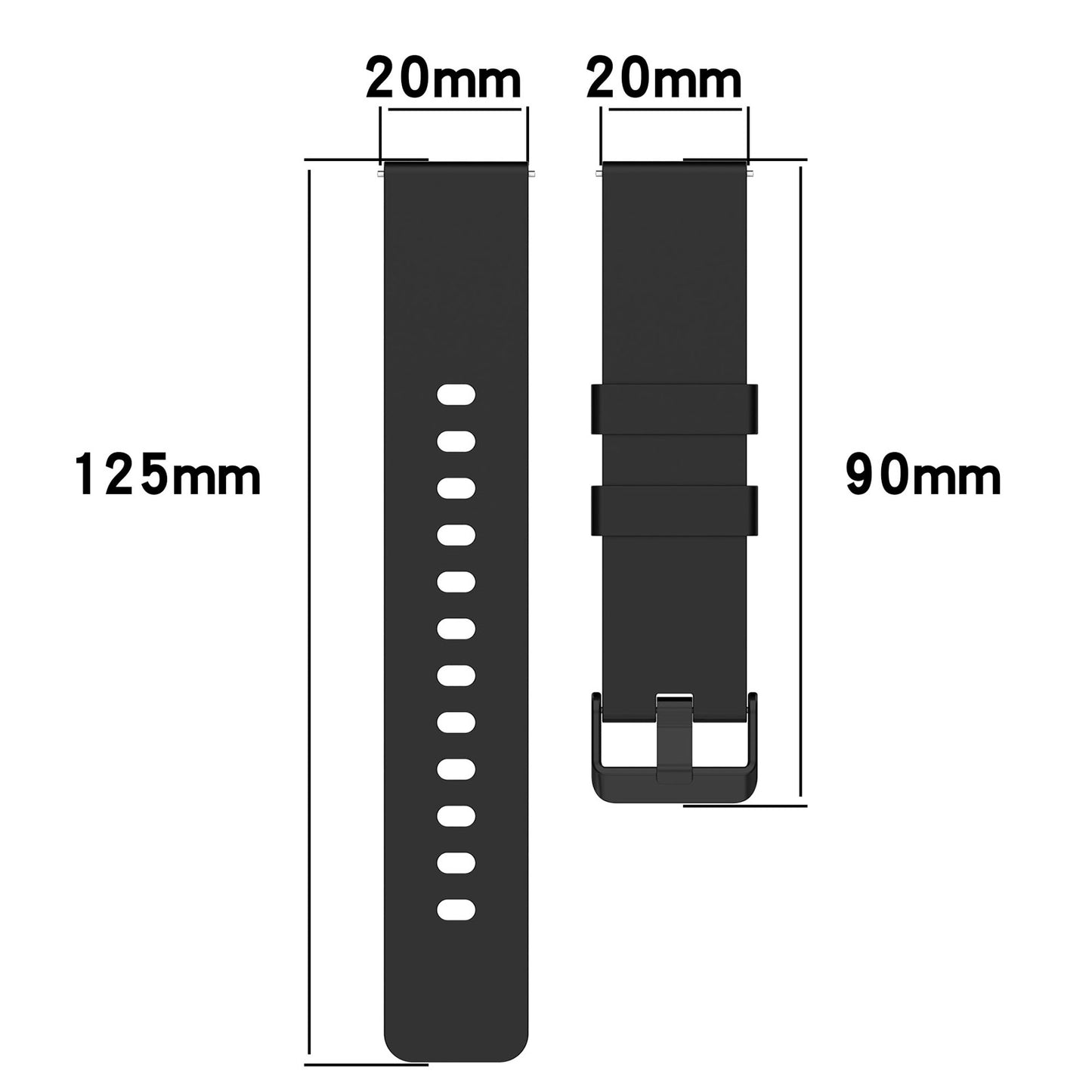 For-Amazfit-Bip-3-20mm-Step-Silicone-Strap-Stainless-Steel-Black-Buckle(Army-Green)