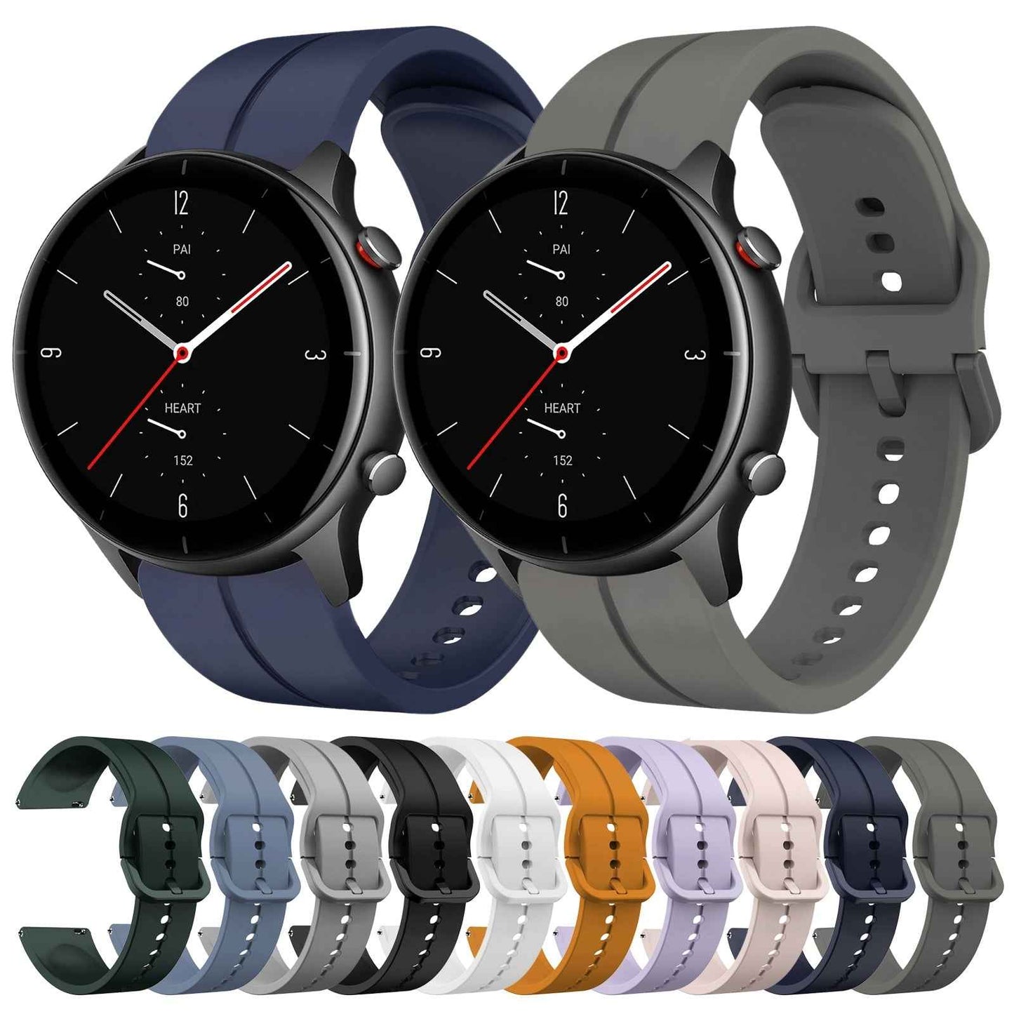 For-Amazfit-GTR-2e-22mm-Loop-Silicone-Watch-Band(Dark-Grey)