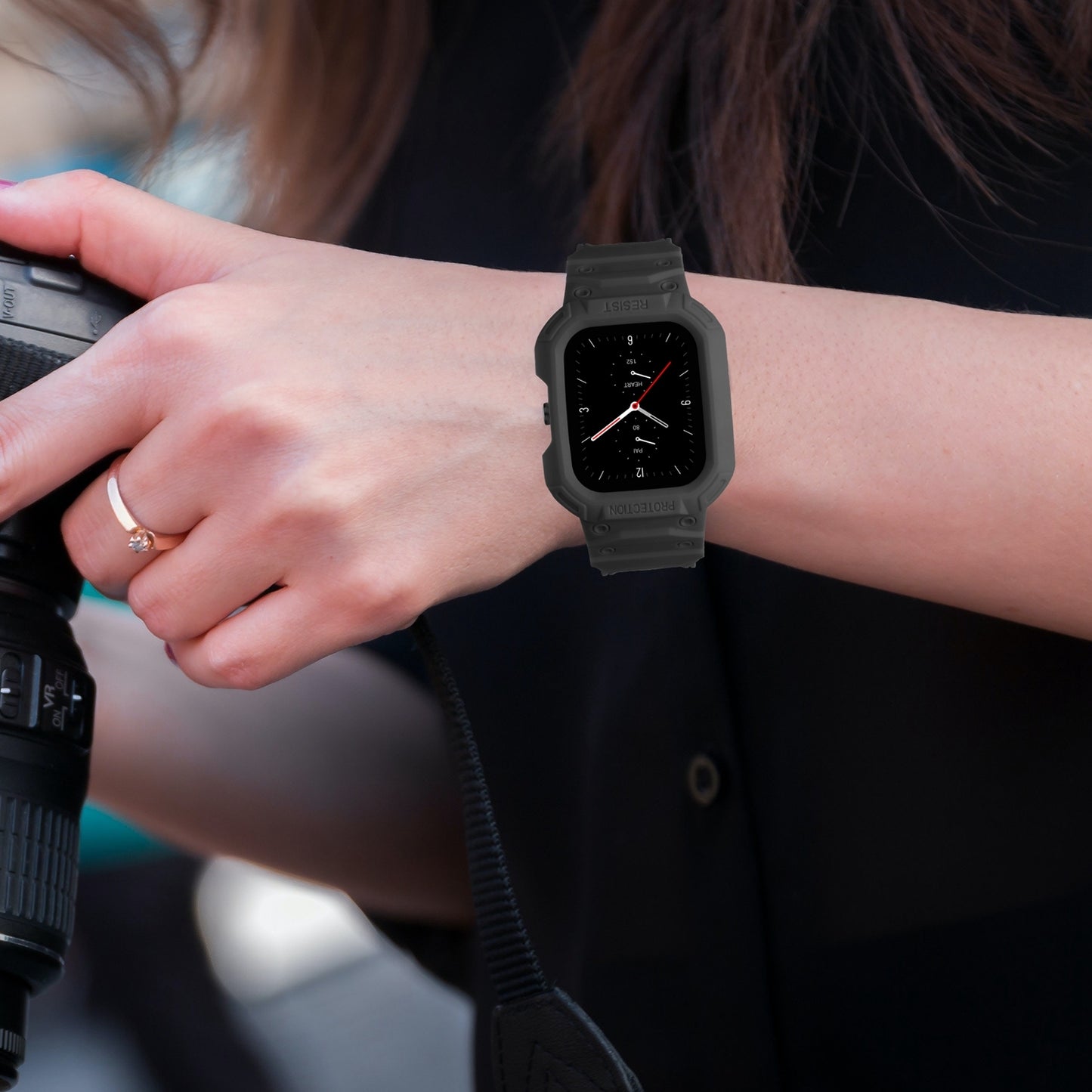 For-Amazfit-GTS-4-/-3-/-2-/-1-Universal-Integrated-Silicone-Watch-Band(Black)