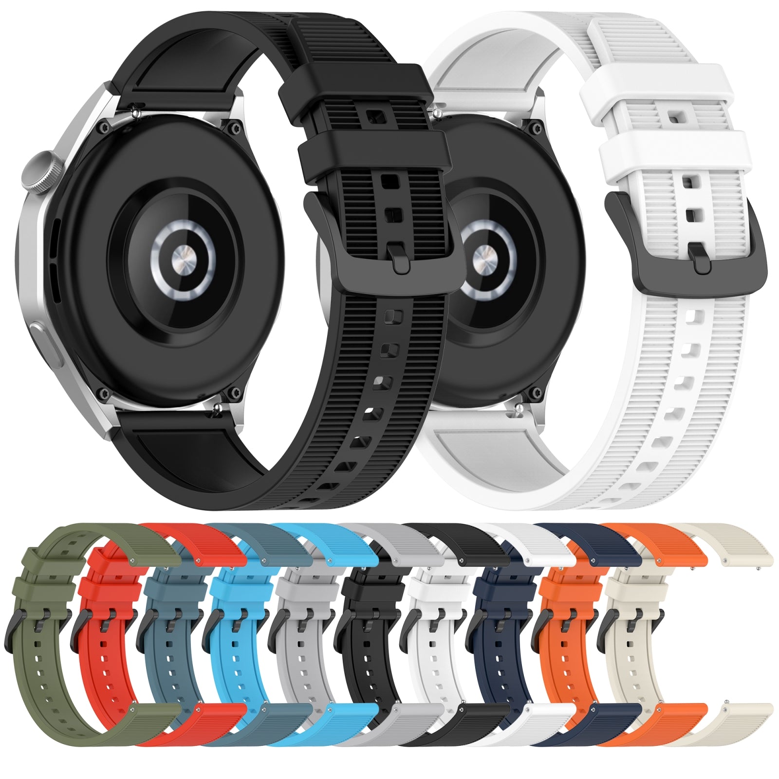 For-Amazfit-GTR-2e-22mm-Textured-Silicone-Solid-Color-Watch-Band(Rock-Cyan)