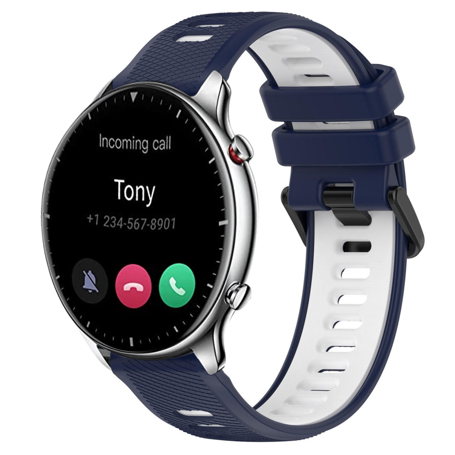 For-Amazfit-GTR-2-22MM-Sports-Two-Color-Silicone-Watch-Band(Midnight-Blue+White)