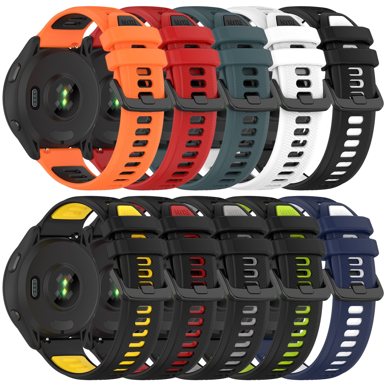 For-Amazfit-GTR-2-22MM-Sports-Two-Color-Silicone-Watch-Band(Midnight-Blue+White)