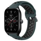 For-Amazfit-GTS-4-20mm-Perforated-Breathable-Sports-Silicone-Watch-Band(Olive-Green+Black)